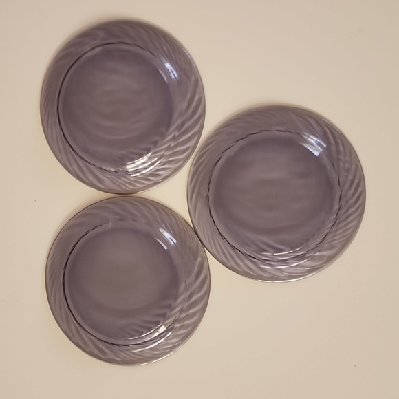 Set of 3 Vintage Pyrex Amethyst/Purple Swirl Salad Plates. Made in USA - Picture 3 of 7
